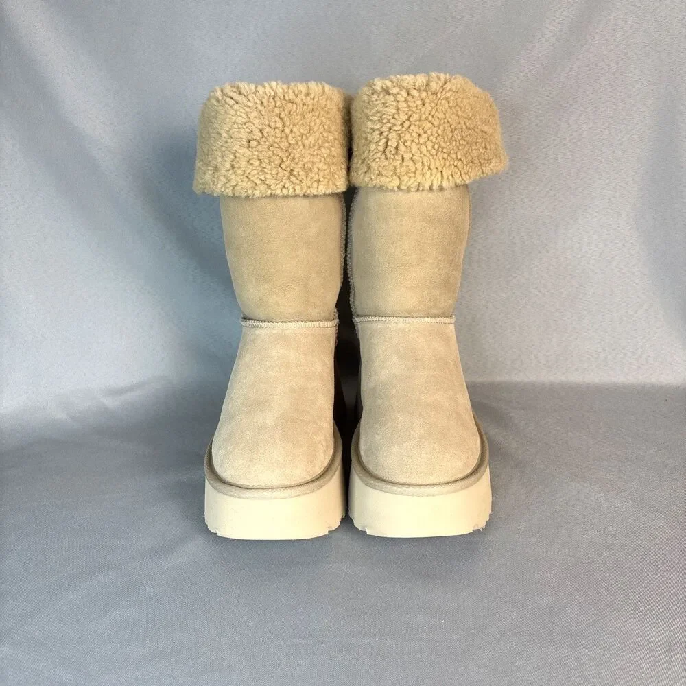 New UGG Classic Tall 8 New Heights Cuffable Suede Platform Sand Boots SOLD OUT! - Picture 3 of 16